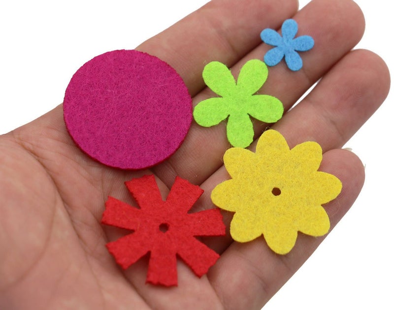 MAMUNU 4 Shapes 150 PCS Felt Flowers Fabric Flower Ornaments for Clothes, Bags, Shoes, Hats and Other Craft Decorations, Assorted Color - Image 5